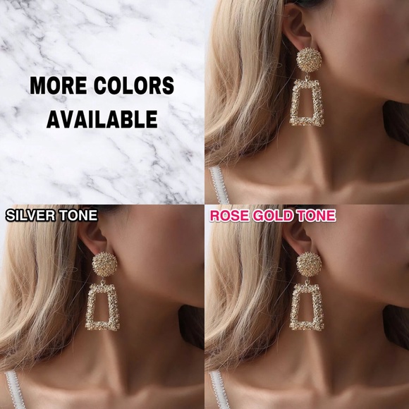 ⚜️[𝟯/$𝟮𝟴]⚜️Big Rose Gold Quad Earrings NEW - Picture 5 of 7